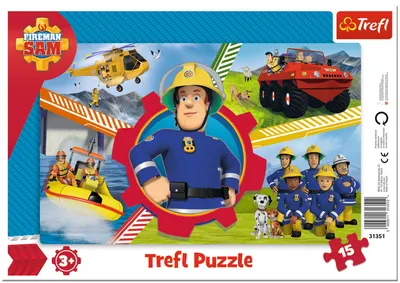 Puzzle in cadru Trefl de 15 piese - O zi a pompierului Sam