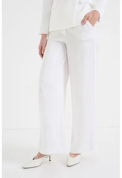Pantaloni uni relaxed fit - Alb optic