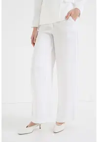 Pantaloni uni relaxed fit - Alb optic