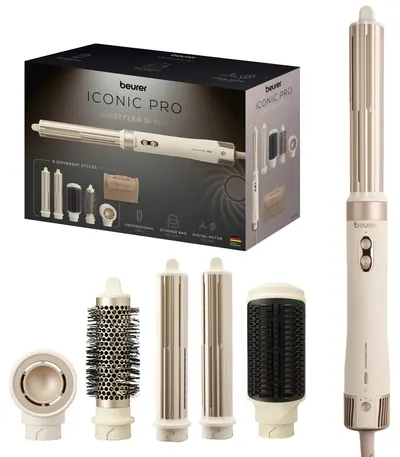 Multistyler Beurer - HT 100 Airstyler 5-în-1, 1500W, 5 accesorii, auriu