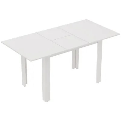 HOMCOM Masă extensibilă, 120-160 x 70 cm, masă reglabilă de bucătărie pentru 4-6 persoane, MDF, alb lucios | Aosom Romania