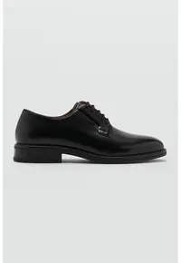 Pantofi Derby de piele ecologica - Negru