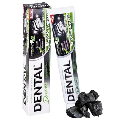 Pasta de dinti Dental Dream BLACK & WHITE cu carbune activ, Rubella | 100 ml