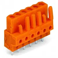 THT female header; 0.6 x 1.0 mm solder pin; straight; Pin spacing 5.08 mm; 21-pole; orange