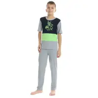 Pijama copii (baieti) AP2410 gri/vernil/bleumarin, Andana | marimea 34 (7/8 ani)