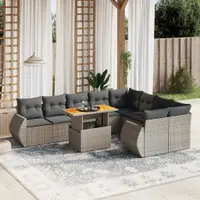 Gossi set mobilier de gradina cu perne, 10 piese, gri, poliratan
