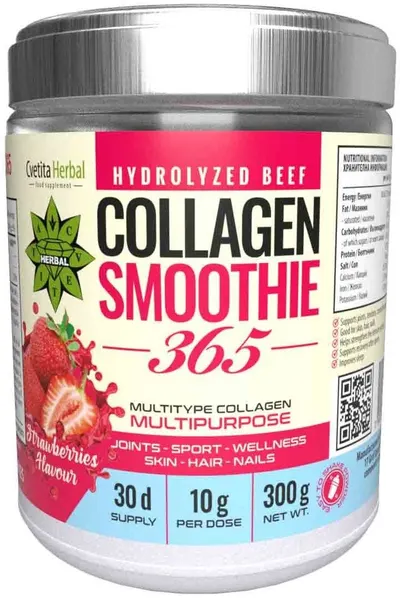 Collagen Smoothie 365, căpșuni, 300 g, Cvetita Herbal