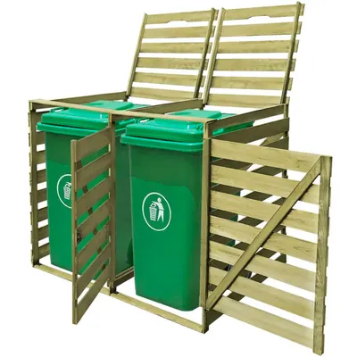 vidaXL Magazie de pubele dublă, 240 L, lemn tratat