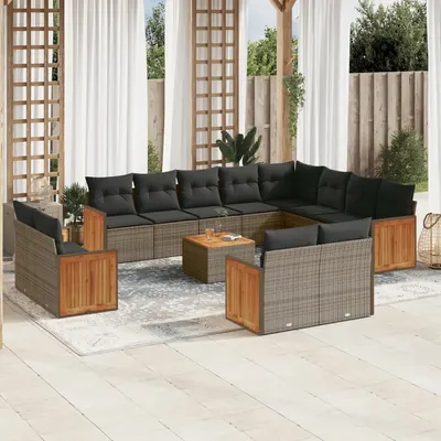 Gossi set mobilier de gradina cu perne, 13 piese, gri, poliratan