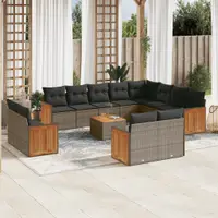 Gossi set mobilier de gradina cu perne, 13 piese, gri, poliratan