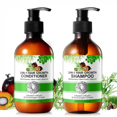 Set Crestere Par cu Sampon si Balsam 3 in 1 Rozmarin, Ricin, Batana, NOVA KISS 2 x 300 ml