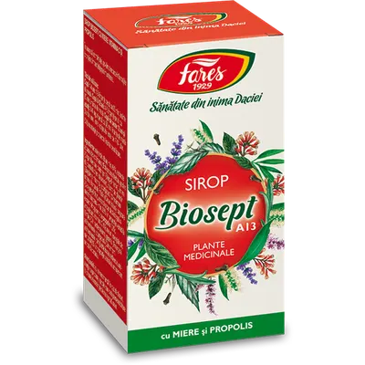 Biosept cu miere si propolis, A13, sirop, Fares | 100 ml