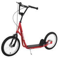 HOMCOM Trotinetă pentru copii +5 ani, trotinetă cu 2 roți, cu ghidon reglabil pe înălțime, 2 anvelope pneumatice din cauciuc, frână dublă, capacitate 100 kg, 139x58x90-96 cm, Roșu | Aosom Romania