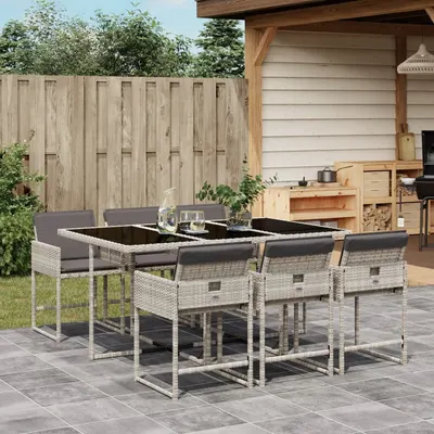 Gossi set mobilier de gradina cu perne, 7 piese gri deschis poliratan