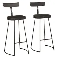 Gossi scaune de bar 2 buc negru 49x43x103 cm lemn masiv mango
