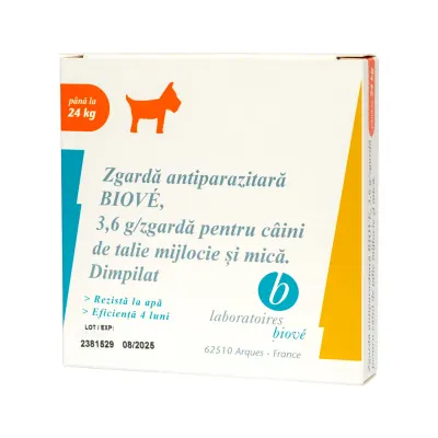 LABORATOIRES BIOVE, deparazitare externă câini, zgardă LABORATOIRES BIOVE, deparazitare externă câini, S-M, zgardă, 45 cm, 1buc