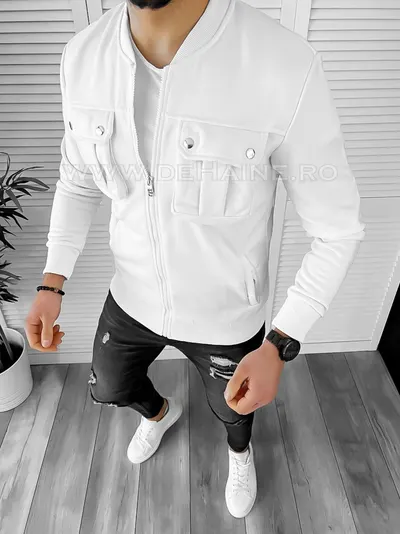 Hanorac barbati slim fit alb K034 86-4