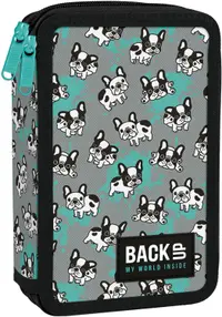 Penar școlar cu rechizite BackUp DW - Pups, cu 2 fermoar