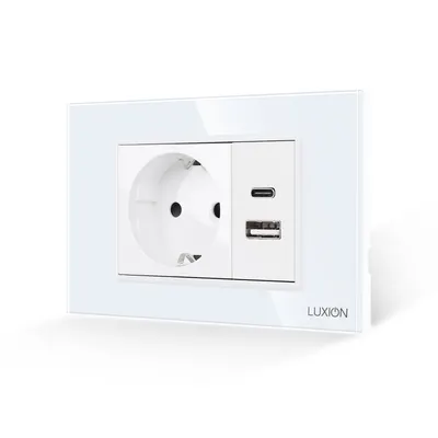 Priza Schuko si USB A+C cu Rama din Sticla LUXION, Standard Italian, 3M