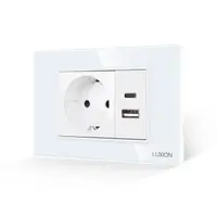 Priza Schuko si USB A+C cu Rama din Sticla LUXION, Standard Italian, 3M
