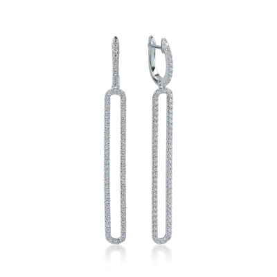 Cercei candelabru din aur alb cu diamante de 0.99ct