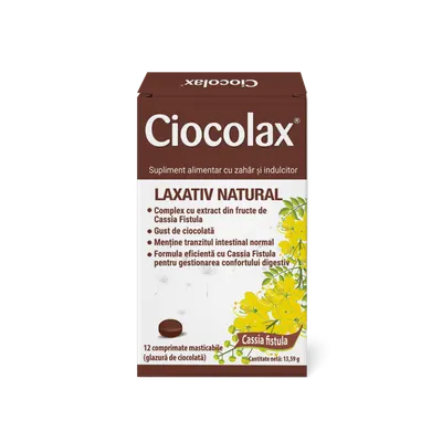 Laxativ natural Ciocolax, 12 comprimate masticabile, Labormed