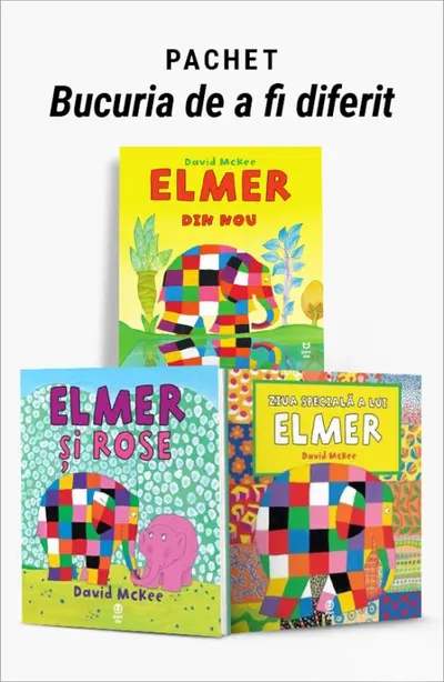 Pachet Bucuria de a fi diferit. Elmer din nou/Elmer şi Rose/Ziua specială a lui Elmer