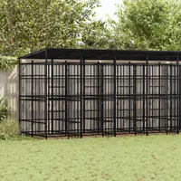 vidaXL Padoc pentru câini de exterior cu acoperiș, 14,75 m², oțel