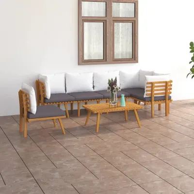 Gossi set mobilier de gradina cu perne, 7 piese, lemn masiv acacia