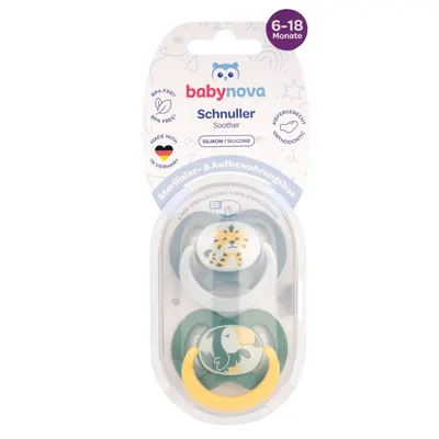 Suzete multicolore cu inel Talia 2 + Steribox, 2 bucati, Baby Nova