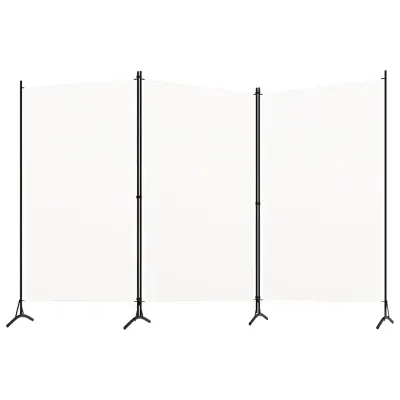 vidaXL Paravan de cameră cu 3 panouri, alb, 260 x 180 cm, textil