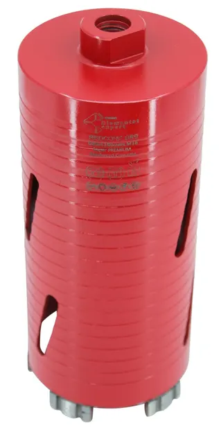 Carota diamantata Super PREMIUM ø89mm x 180mm x M16 pentru gaurire Beton armat, Zidarie, Granit - DXQZ.REDCORE.89
