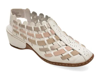 Pantofi RIEKER albi, 47156, din piele ecologica