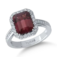 Inel din aur alb cu turmalina roz de 3.3ct si diamante de 0.4ct