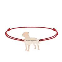 Pitbull - Bratara personalizata snur Pitbull din argint 925 placat cu roz