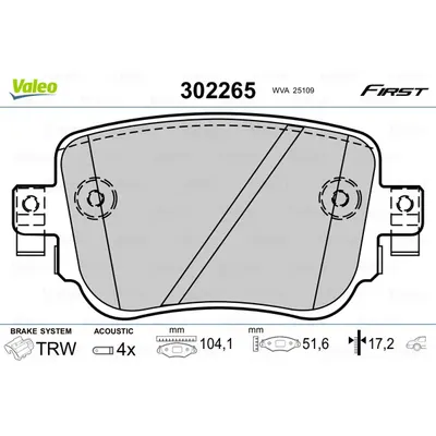 Set placute frana, frana disc VALEO 302265