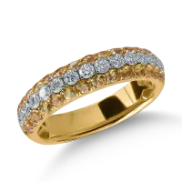 Inel semi eternity din aur galben cu safire galbene de 0.88ct si diamante de 0.49ct