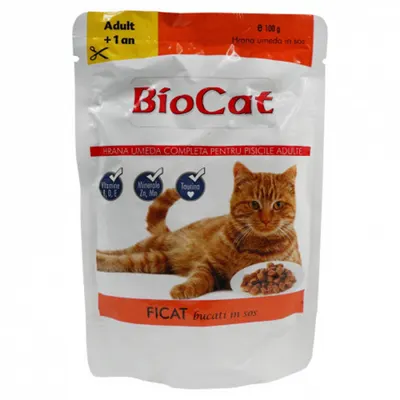 Hrana umeda pentru pisici Biocat cu ficat in sos 100 gr