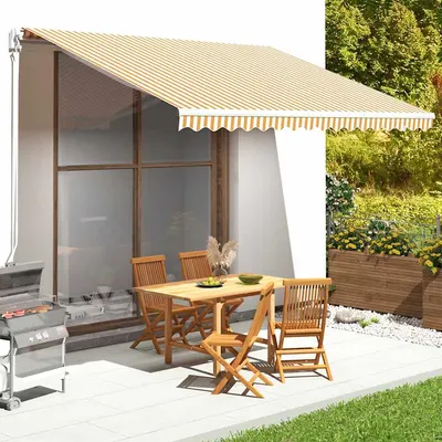 vidaXL Pânză de rezervă copertină, galben și alb, 430x345 cm, poliester