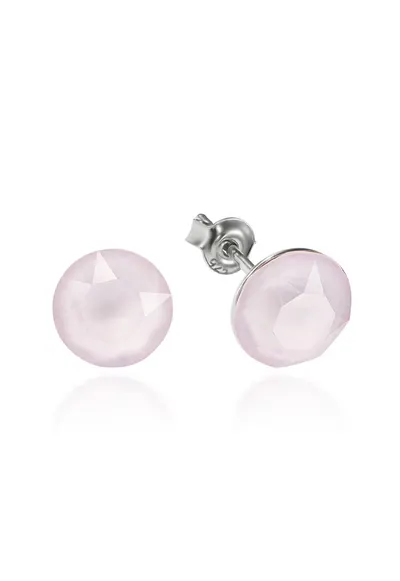 Cercei Argint 925 placat cu rodiu cu cristale Swarovski® Xirius 8mm - Roz pudrat