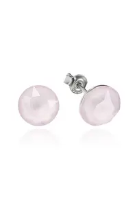 Cercei Argint 925 placat cu rodiu cu cristale Swarovski® Xirius 8mm - Roz pudrat