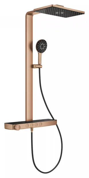 Sistem de dus Grohe SPA Aqua Pure 100962DL00, aparent, termostat, 400 mm, 3 functii, mat, Cupru