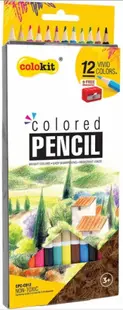 Creioane de culoare Colokit - 12 culori, ascuțitor de creion