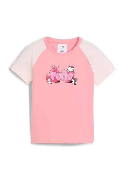 Tricou cu imprimeu Hello Kitty - Alb fildes/Roz pastel