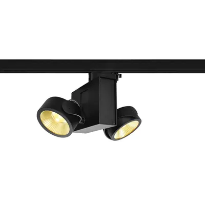 Iluminat decorativ pe sina, Melodii TEC kalu TRACK, negru negru, 24 °, 3000K, inclusiv. adaptor 3 circuite