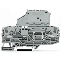 2-conductor fuse terminal block; with pivoting fuse holder; for glass cartridge fuse ¼ x 1¼; with blown fuse indication by LED; 230 V; for DIN-rail 35 x 15 and 35 x 7.5; 6 mm²; Push-in CAGE CLAMP®; 6,00 mm²; gray