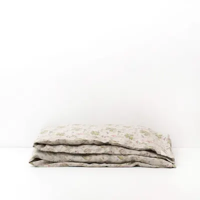 Lenjerie de pat din in pentru copii Linen Tales Botany, 70 x 100 cm, bej
