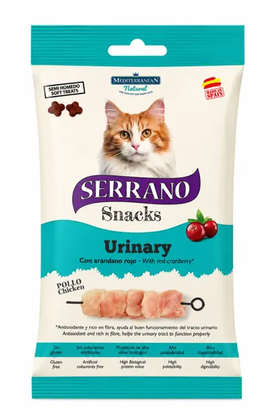 Recompense pentru pisici Serrano Snacks Urinary cu pui 50 gr