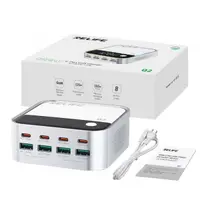 Incarcator Statie Relife Q2, 120W, 5A, 4 x USB-A - 4 x USB-C, Argintiu