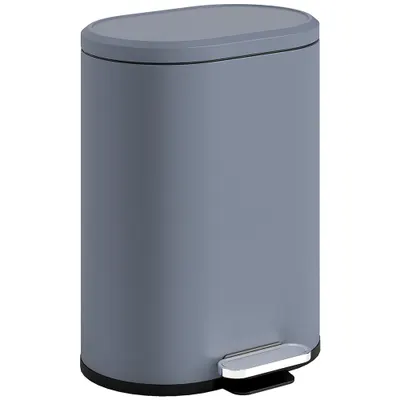 HOMCOM Coș de bucătărie 6L, coș cu pedală din metal cu coș interior, capac cu închidere lină, 24,5x21,5x29,5cm, gri | Aosom Romania